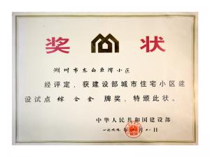 全國(guó)城市住宅小區(qū)建設(shè)試點(diǎn)綜合金牌獎(jiǎng)——東白魚(yú)潭小區(qū)